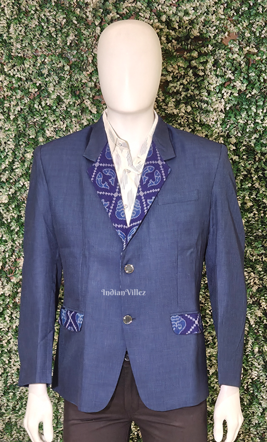 Blue Odisha Ikat Men's Designer Blazer