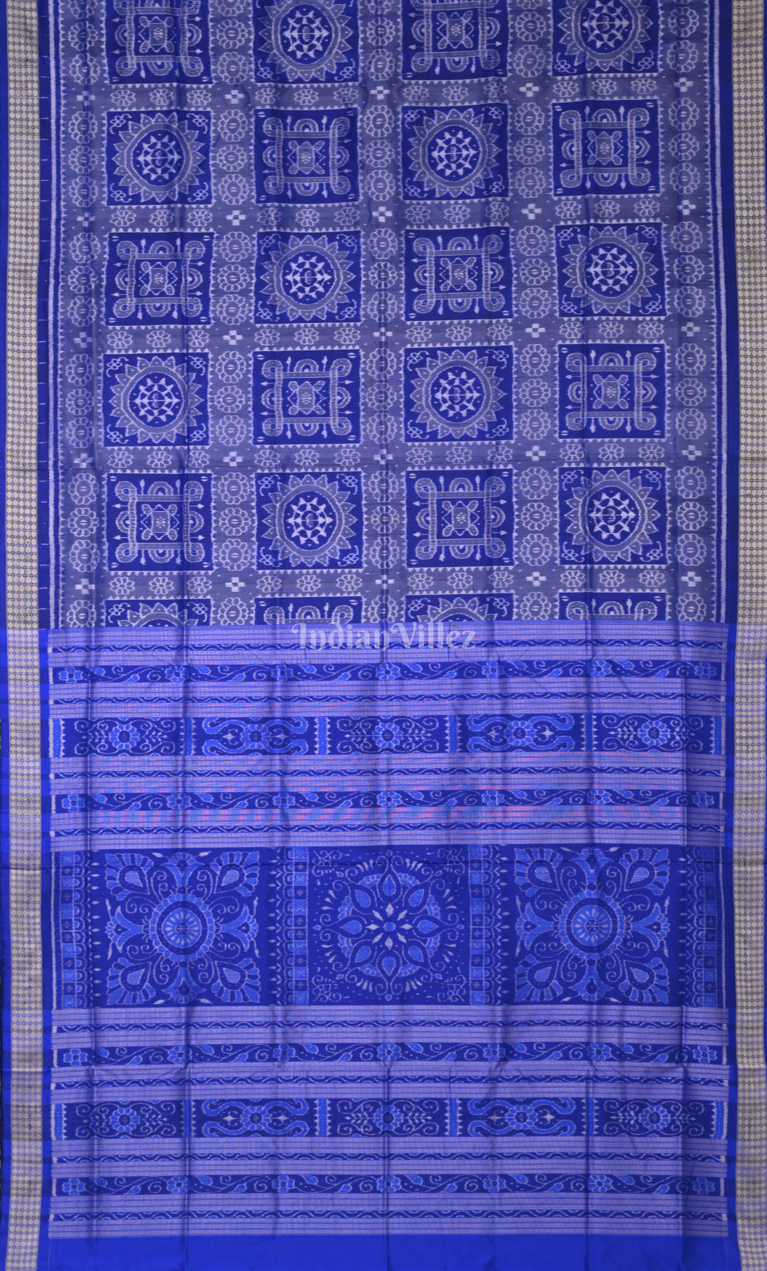 Royal Blue Jhoti Theme Odisha Ikat Sambalpuri Silk Saree 