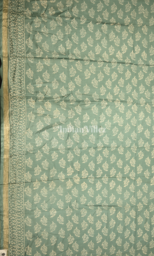 Light Green Block Printed Cotton Suit Sets