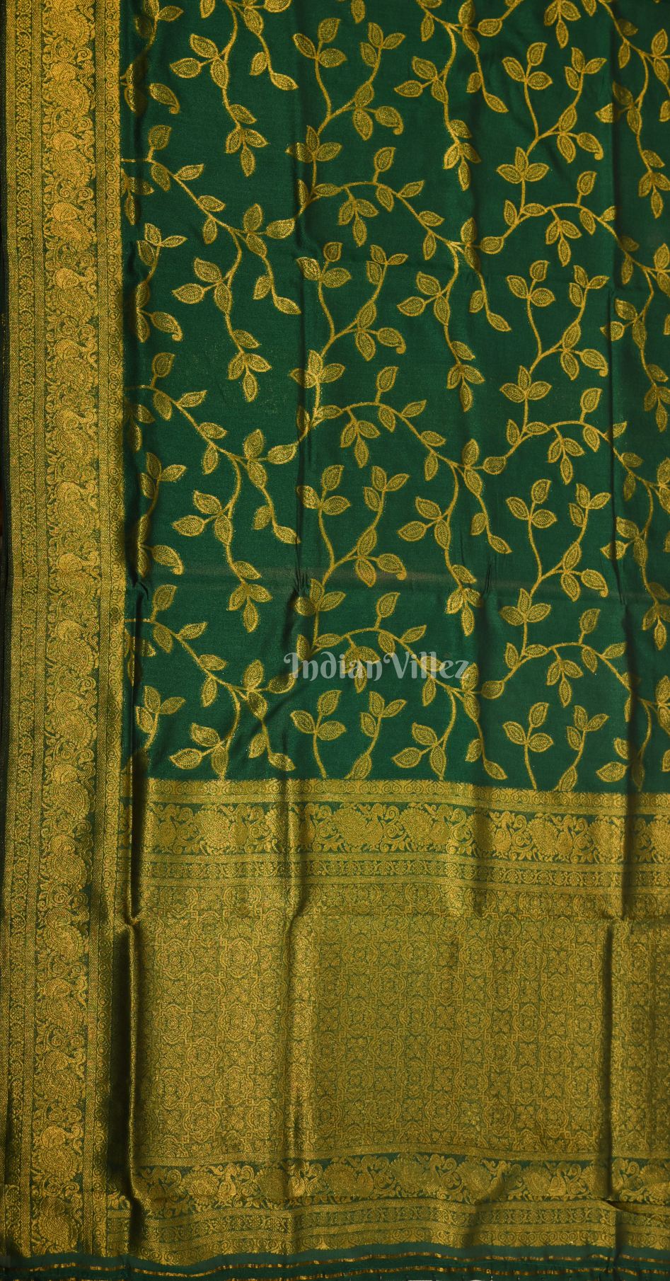 Bottle Green Two Tone Chinon Woven Banarasi Silk Saree 