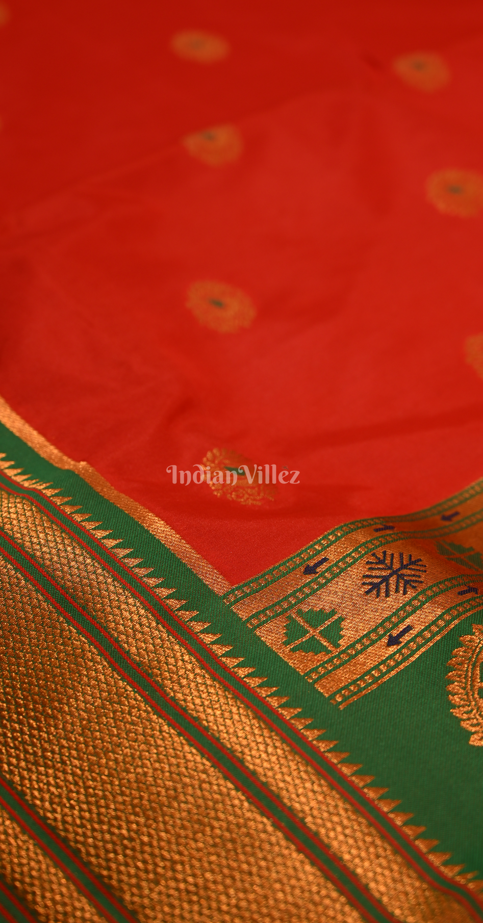 Red Green Woven Zari Paithani Silk Saree