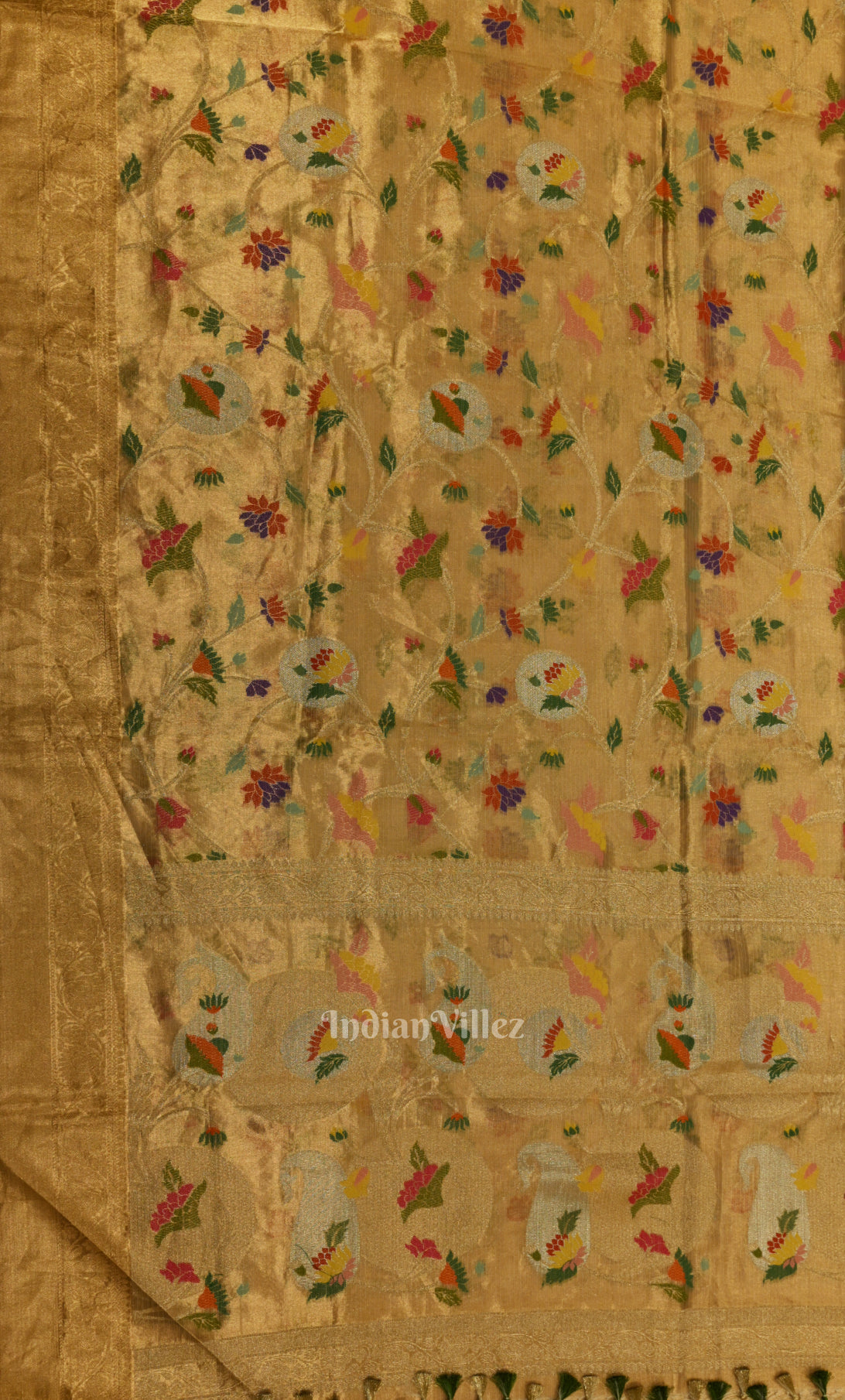 Honey Gold Pure Katan Silk Banarasi Saree 