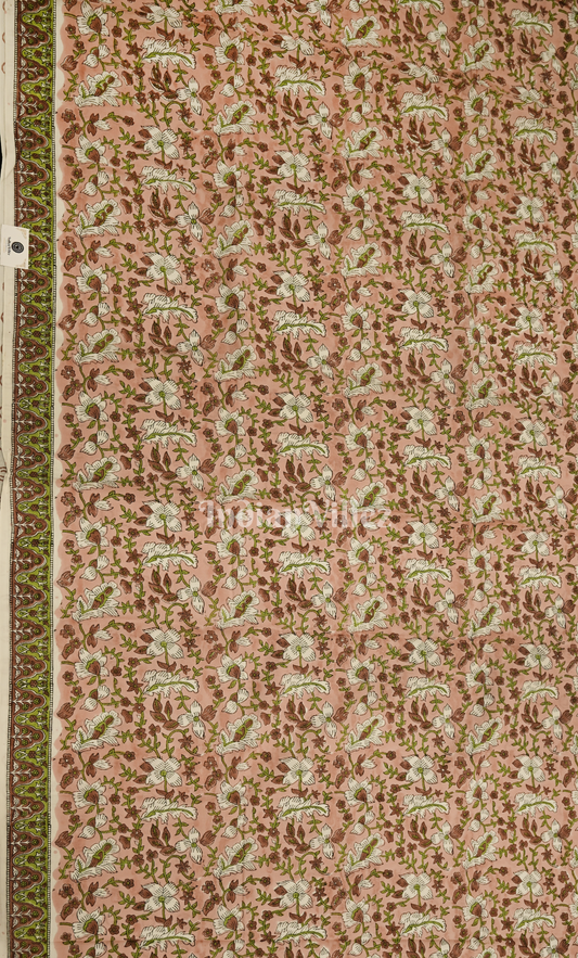 Baby Pink Green Sanganeri Block Printed Cotton Suit Sets 