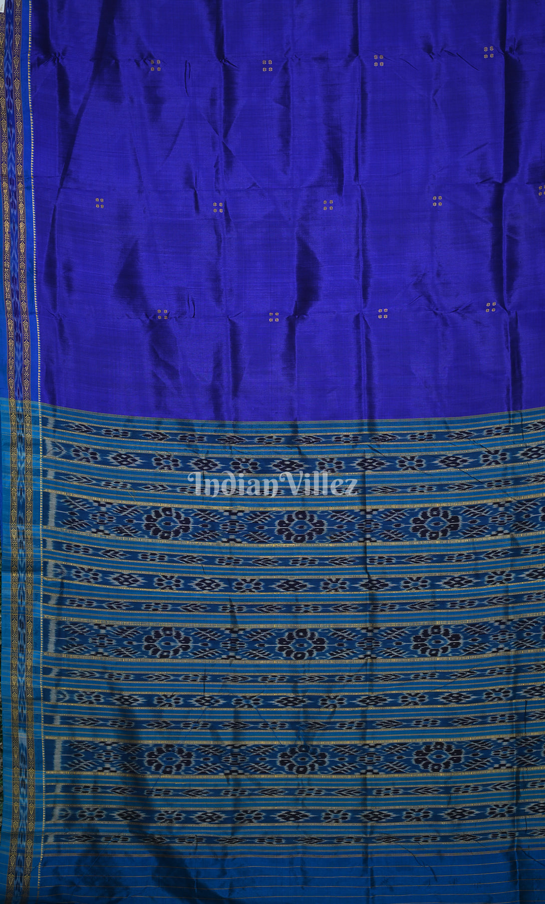 Royal Blue Buti Design Odisha Ikat Khandua Silk Saree
