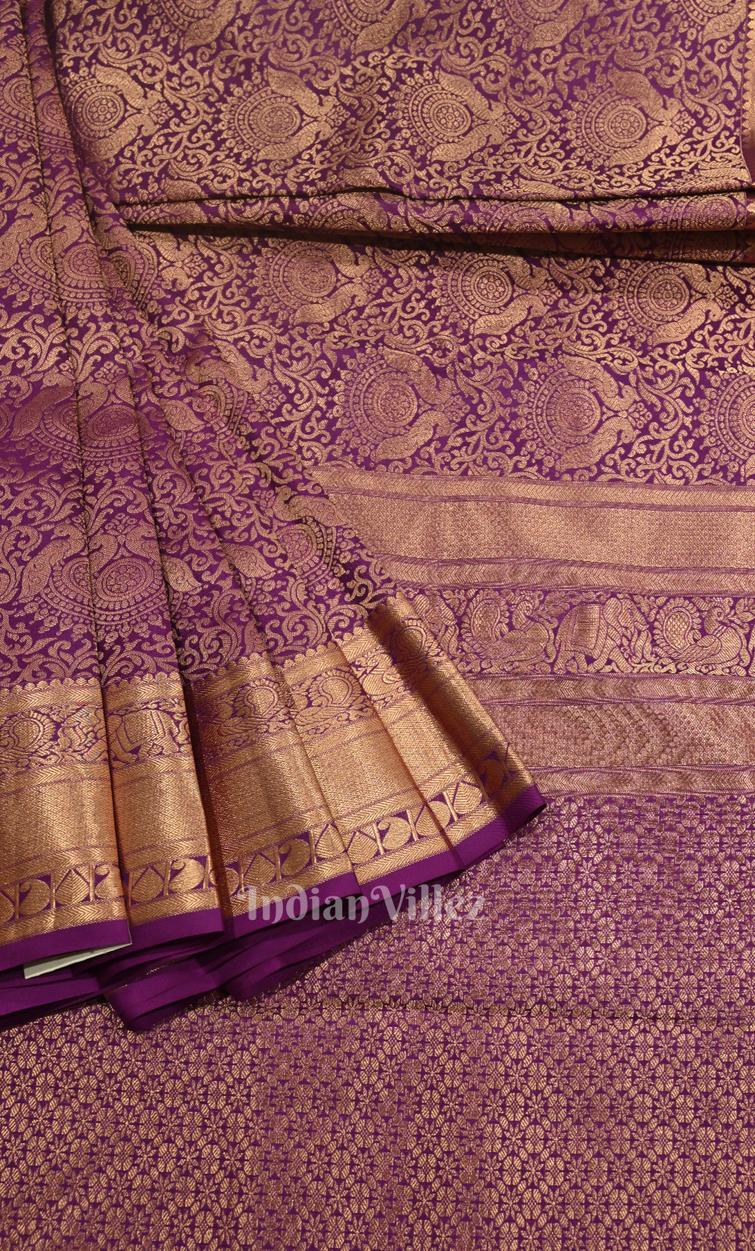 Grape Purple Pure Kanjivaram Silk Saree with Zari Brocade 