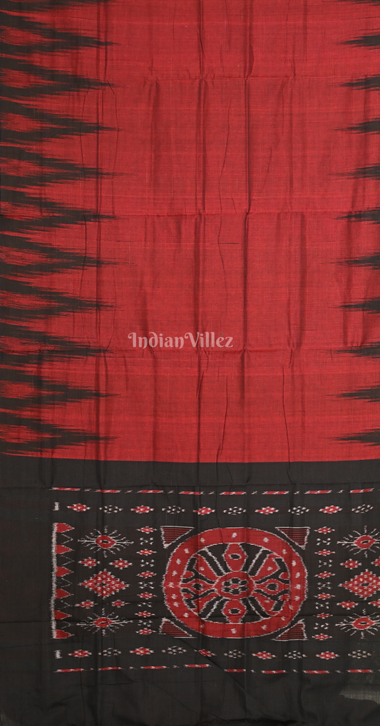 Maroon Black Kargil Kumbha Maniabandha Cotton Saree