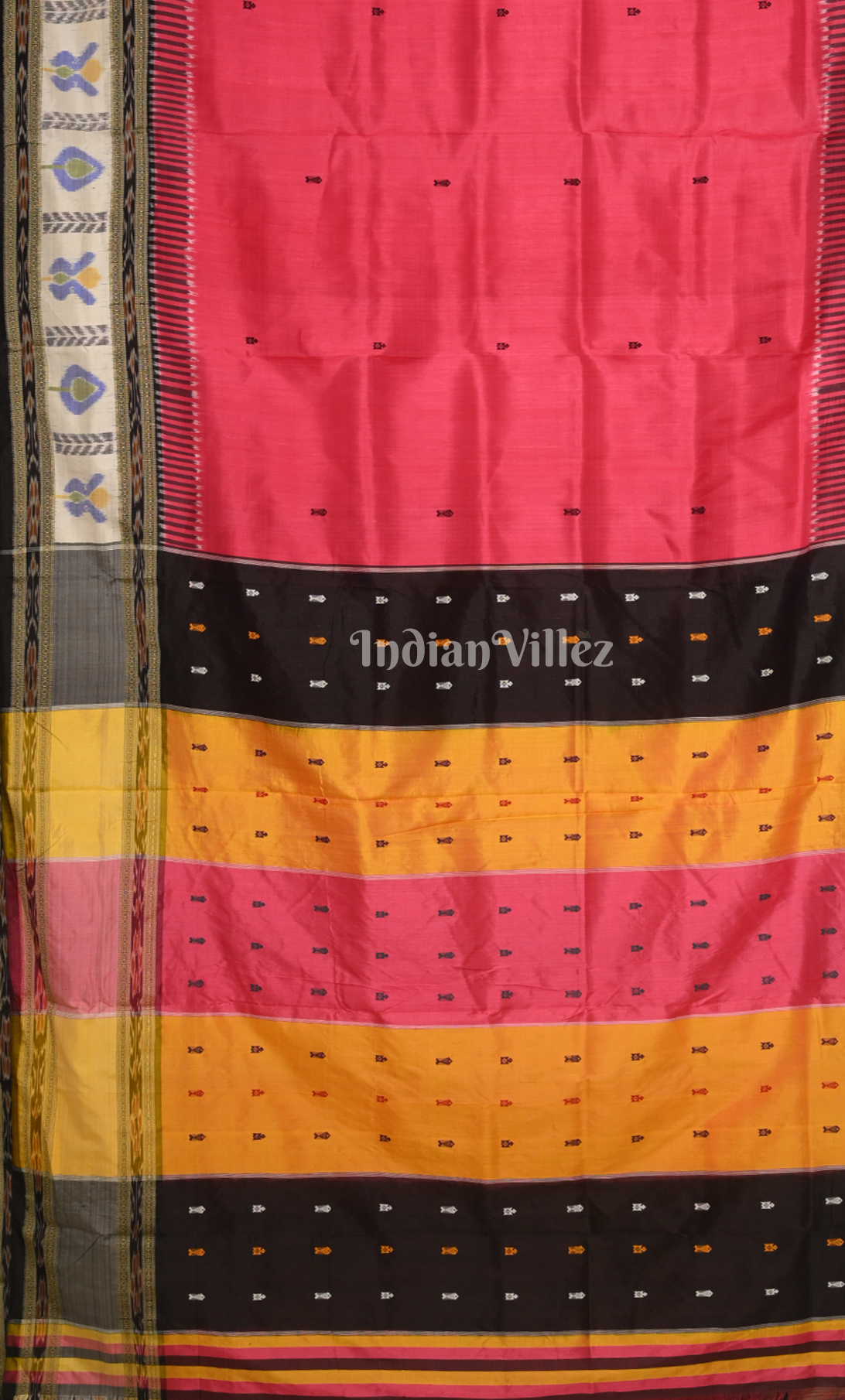 Pink Fish Buti Kathiphera Odisha Ikat Khandua Silk Saree