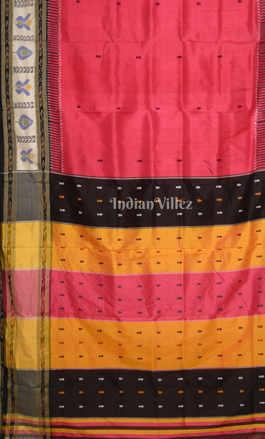 Pink Fish Buti Kathiphera Odisha Ikat Khandua Silk Saree