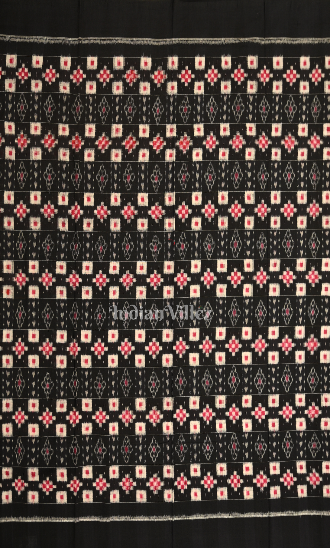 Black Red Pasapali Odisha Ikat Sambalpuri Dress Set & Dupatta 