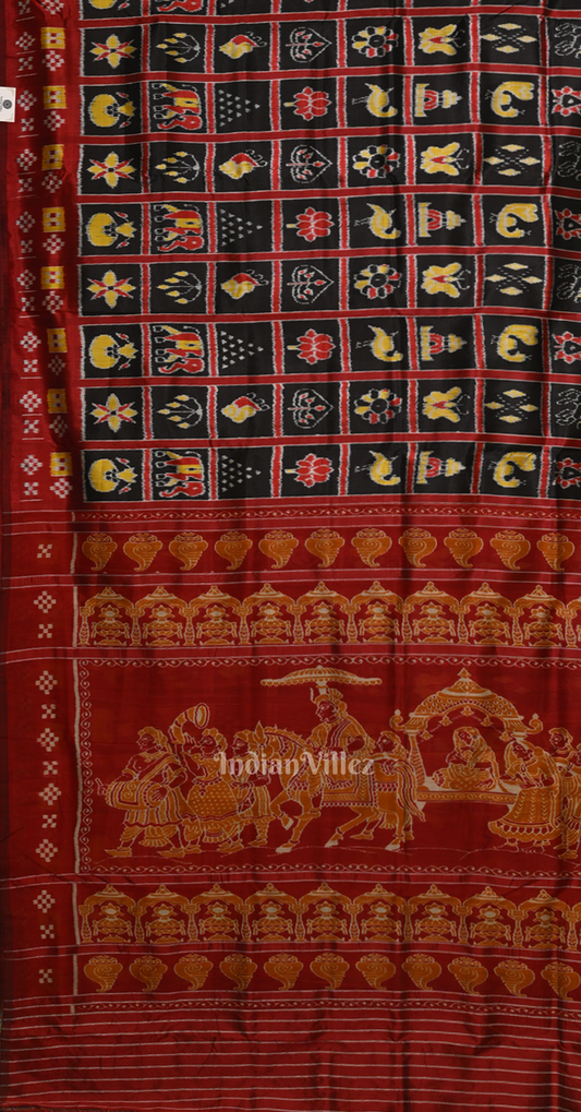 Black Maroon Nabakothi Contemporary Designer Silk Saree with Doli Barat Anchal