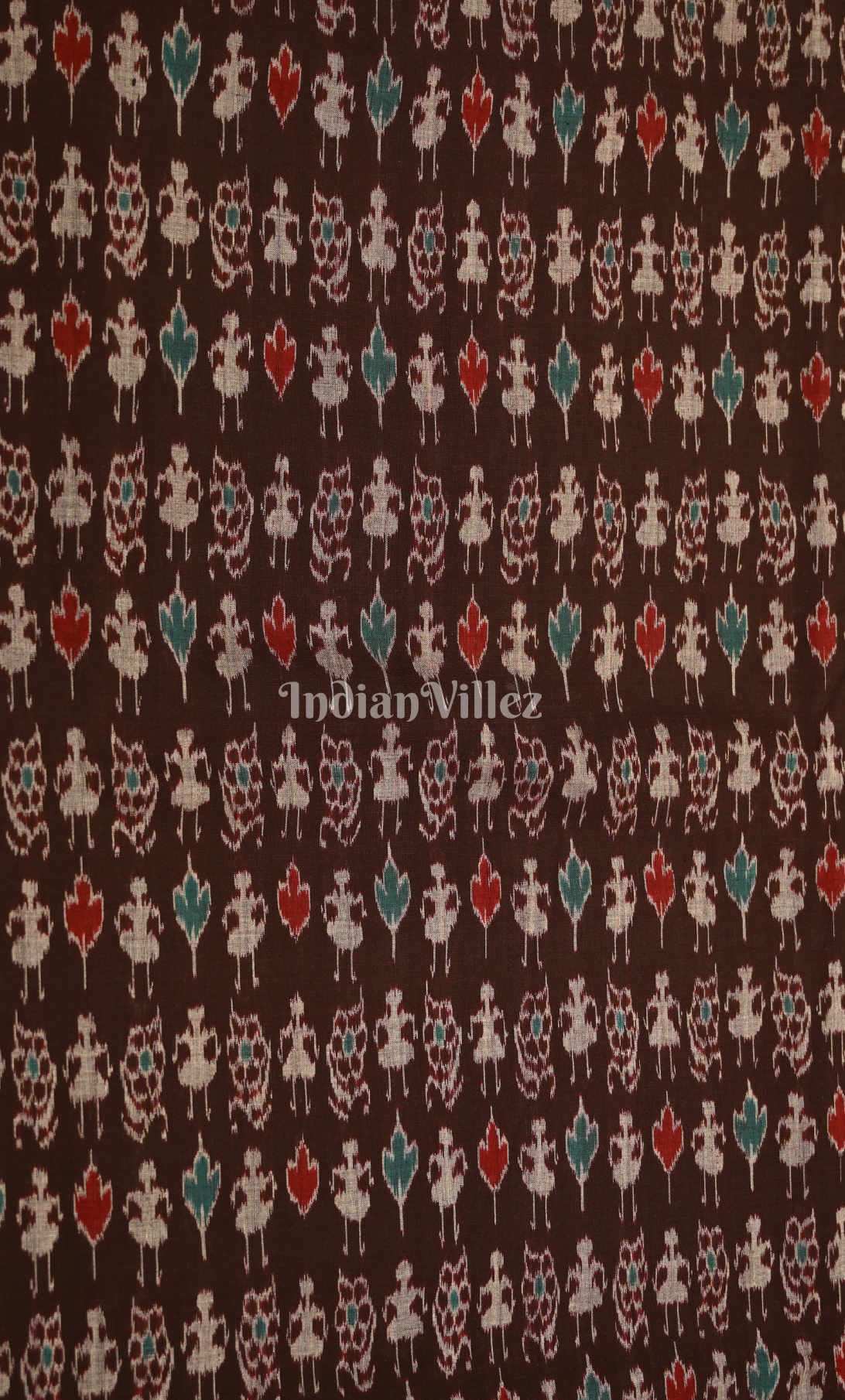 Coffee Tribal Theme Odisha Ikat Sambalpuri Cotton Fabric 