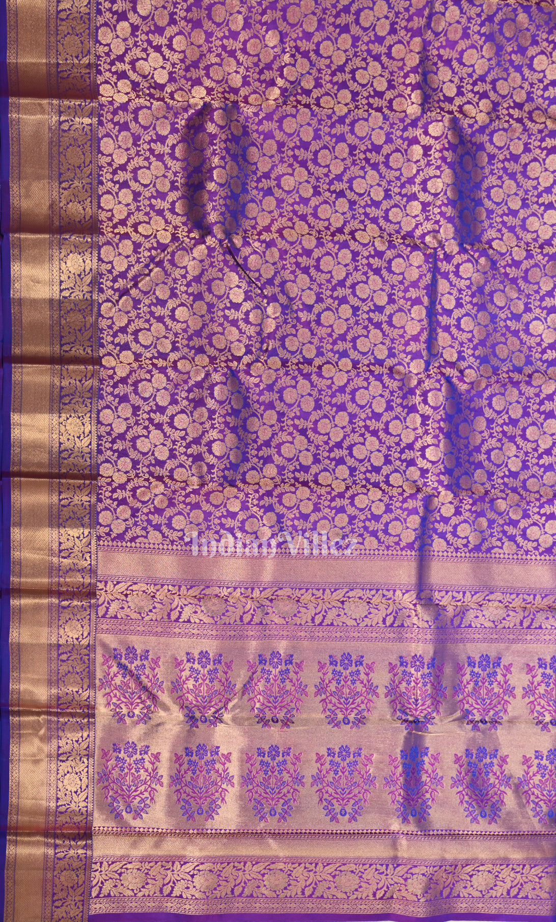 Classic Royal Violet Brocade Pure Kanjivaram Silk Saree