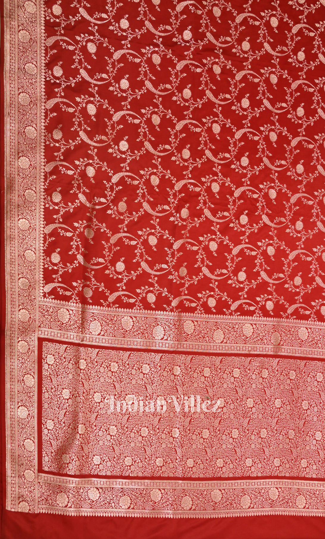 Bright Red Meenakari Pure Mashru Satin Silk Banarasi Saree 