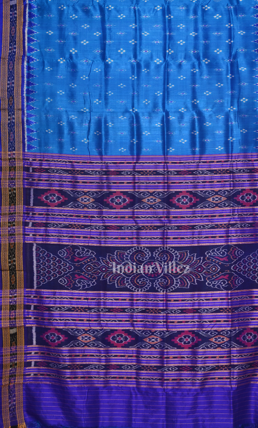  Blue Copper sulphate Odisha Ikat Khandua Silk Saree