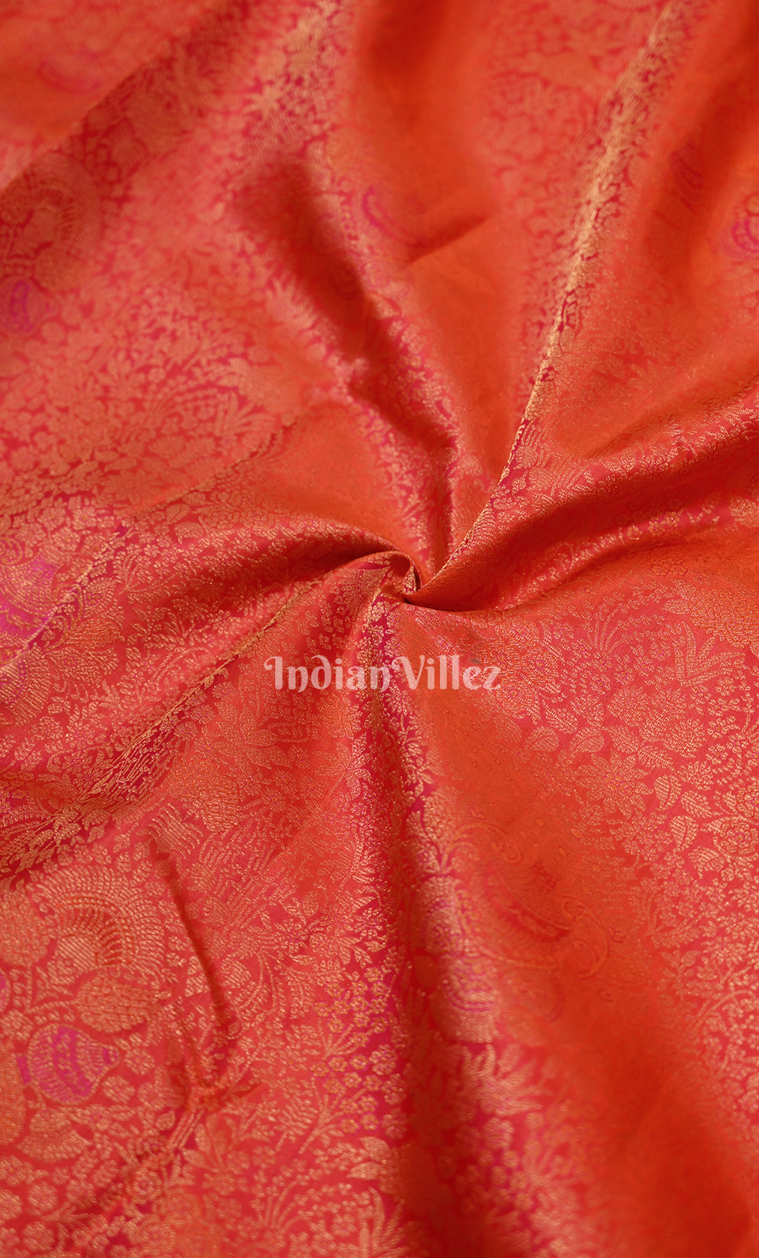  Dark Red with Golden Floral Brocade Pure Kanjivaram Silk Saree