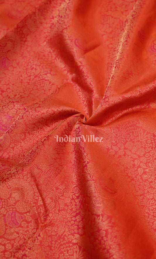  Dark Red with Golden Floral Brocade Pure Kanjivaram Silk Saree