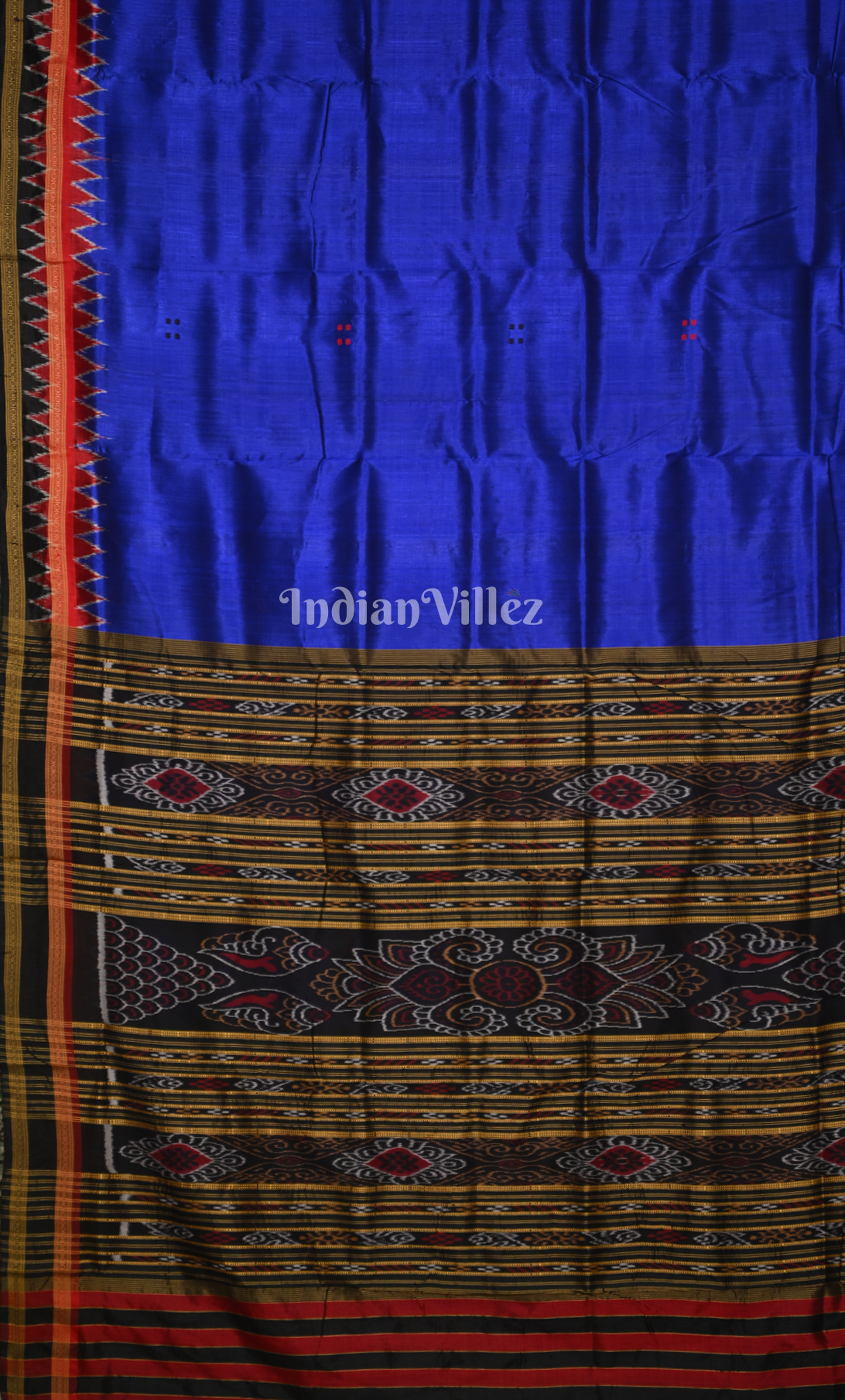 Royal Blue Buti Design Odisha Ikat Khandua Silk Saree