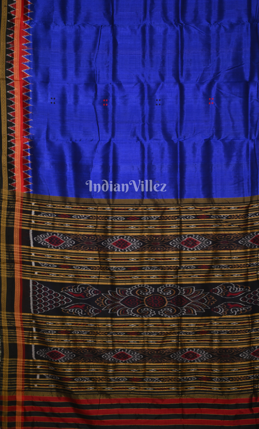 Royal Blue Buti Design Odisha Ikat Khandua Silk Saree