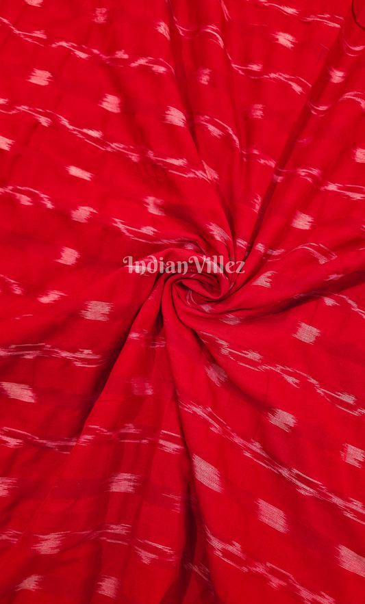 Red Tipa Design Odisha Ikat Sambalpuri Cotton Fabric
