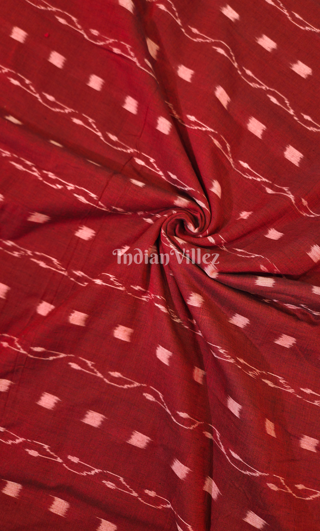 Maroon Tipa Design Odisha Ikat Sambalpuri Cotton Fabric