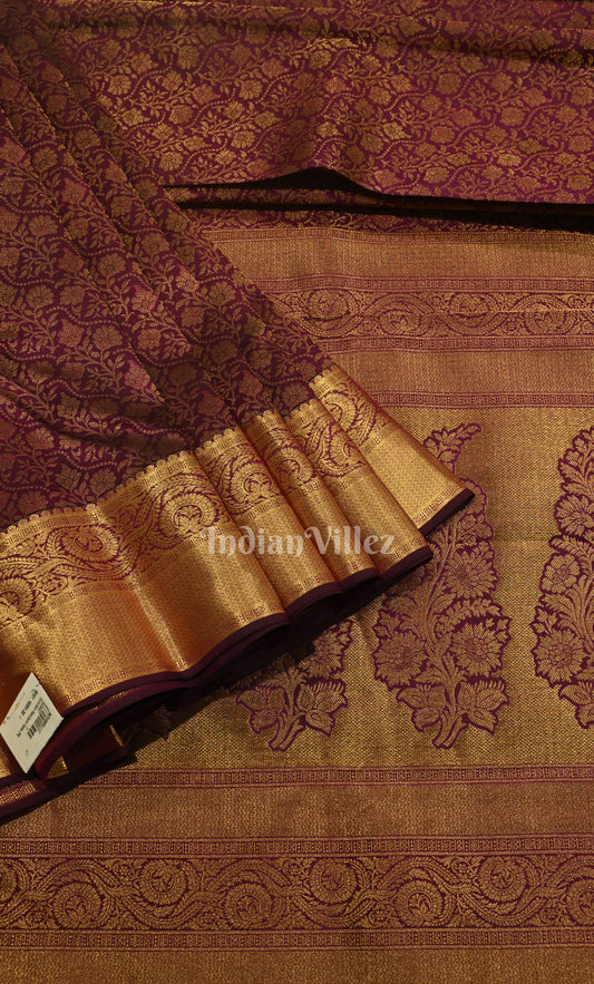 Exclusive Purple pure Kanjivaram Silk Saree with Zari Brocade
