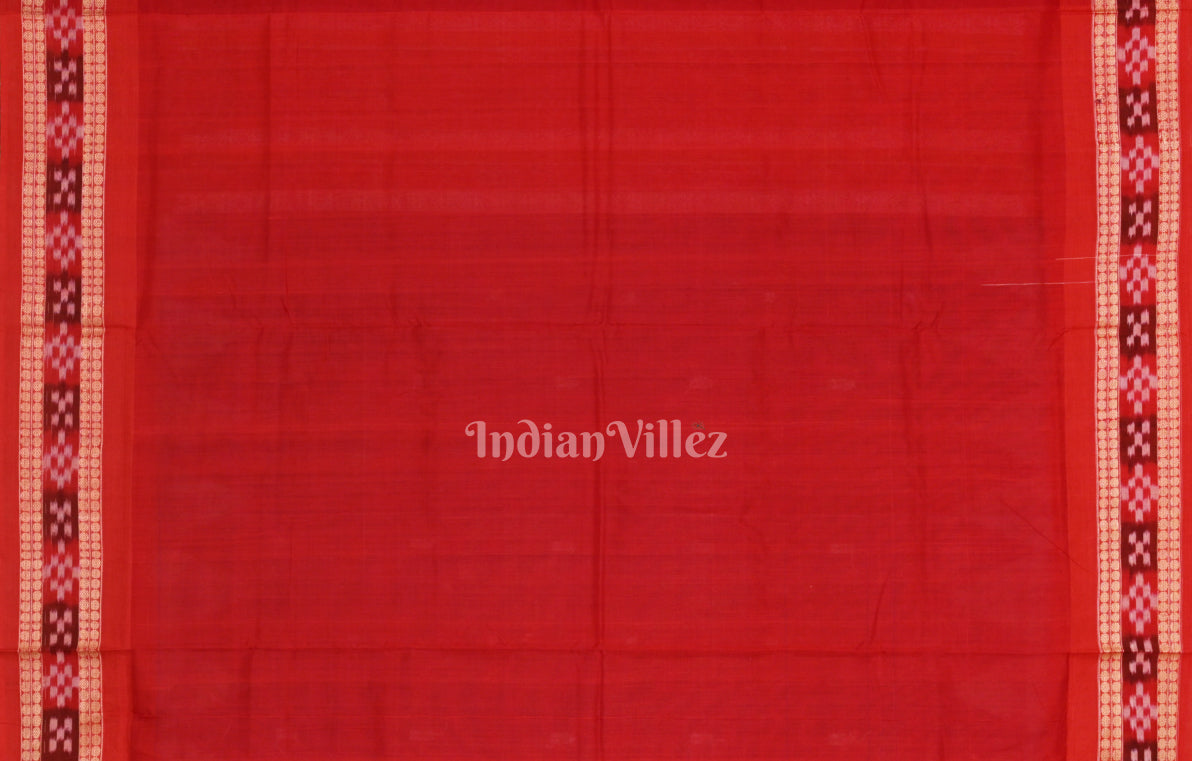 Blue Red Pasapali Border Odisha Ikat Sambalpuri Cotton Saree 