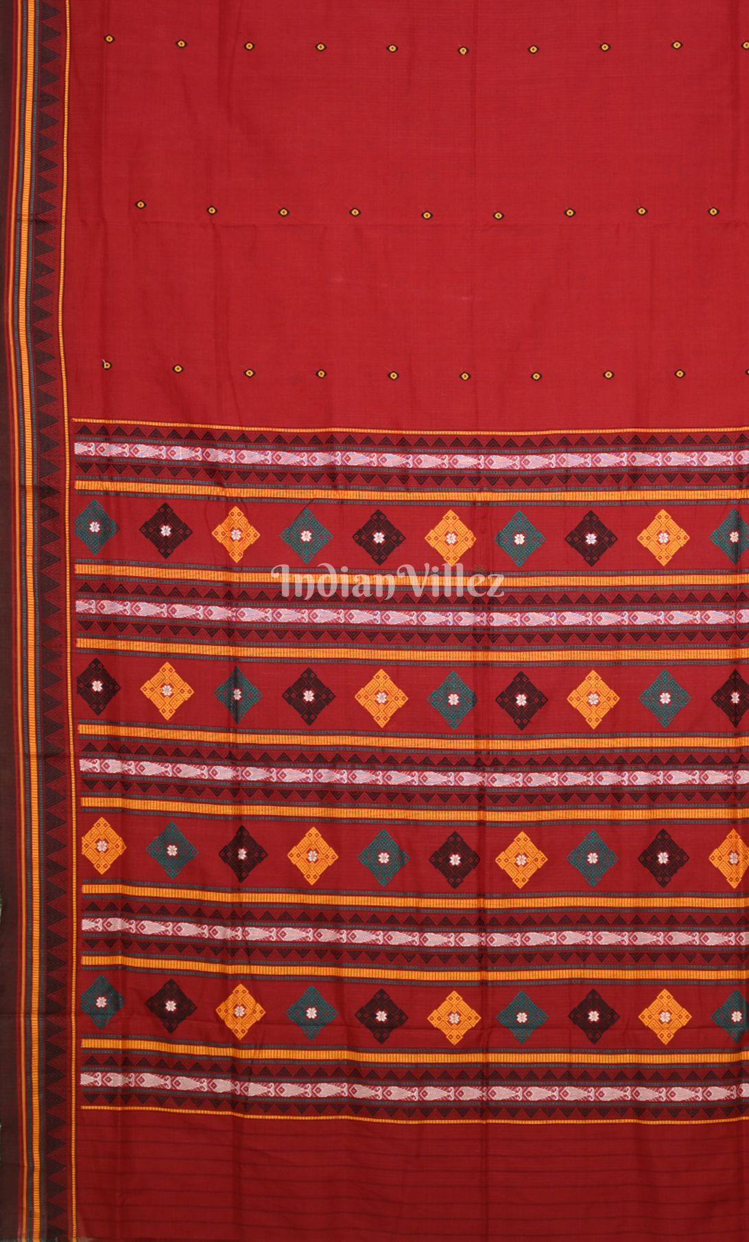 Red Odisha Handloom Dongaria Cotton Saree