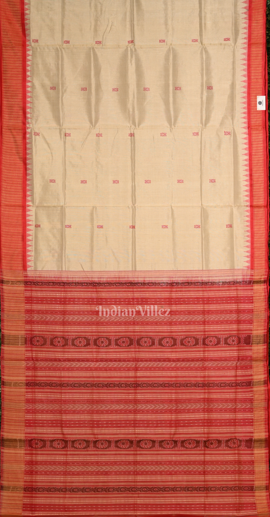 Beige Sambalpuri Phoda Kumbha Tussar Silk Saree with Sarabandha Anchal