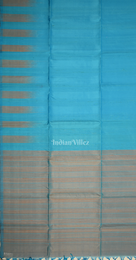 Sky Blue Grey Gopalpur Tussar Silk Saree