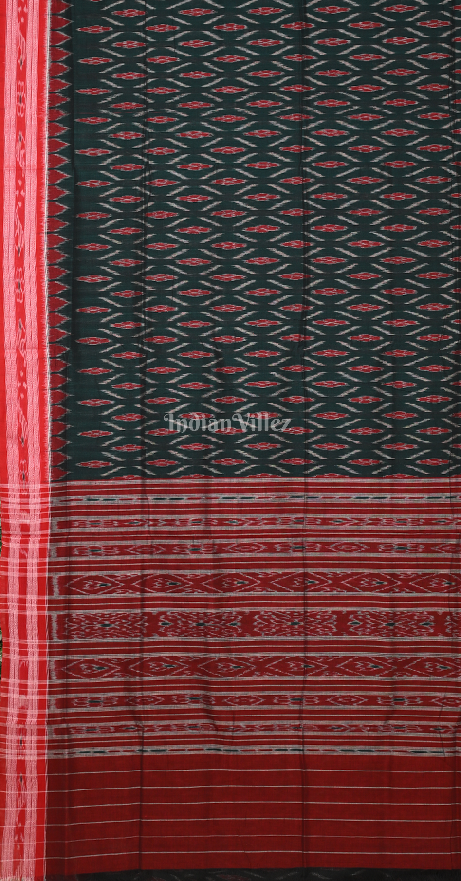  Green Maroon Pasapali Odisha Ikat Maniabandha Cotton Saree 