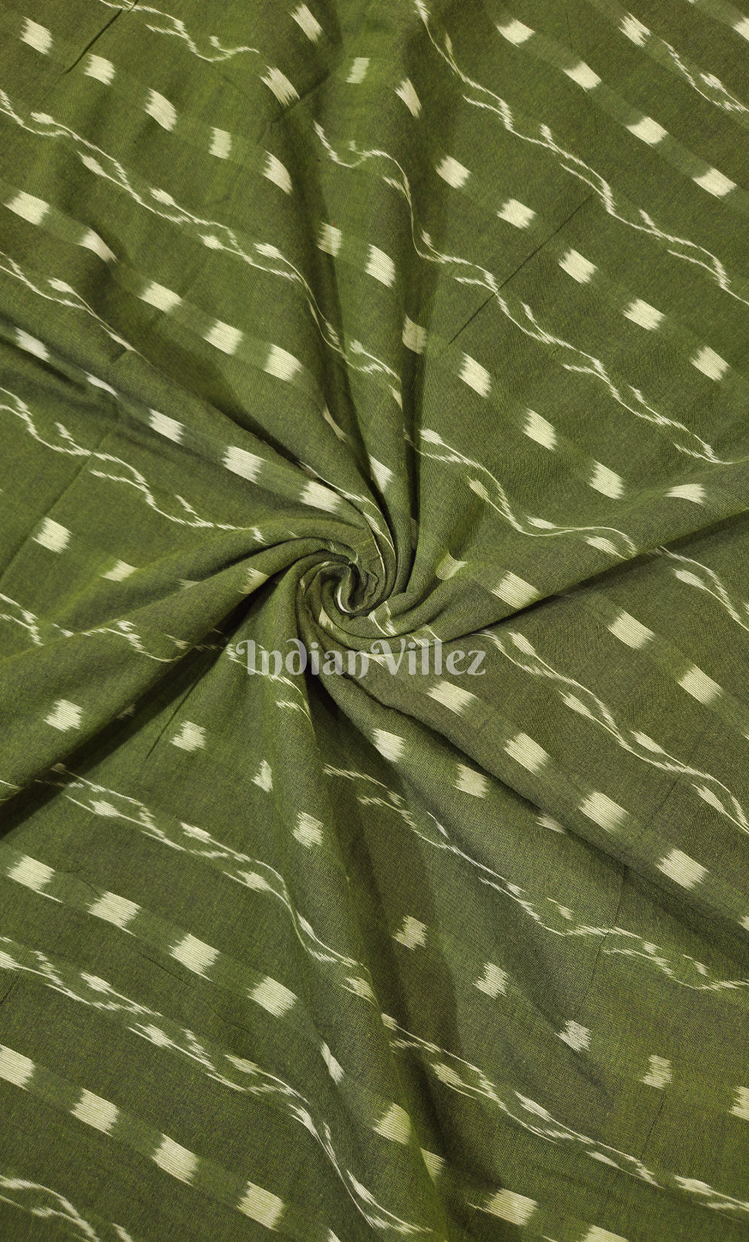 Mehendi Green Tipa Design Odisha Ikat Sambalpuri Cotton Fabric 