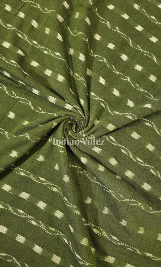 Mehendi Green Tipa Design Odisha Ikat Sambalpuri Cotton Fabric 