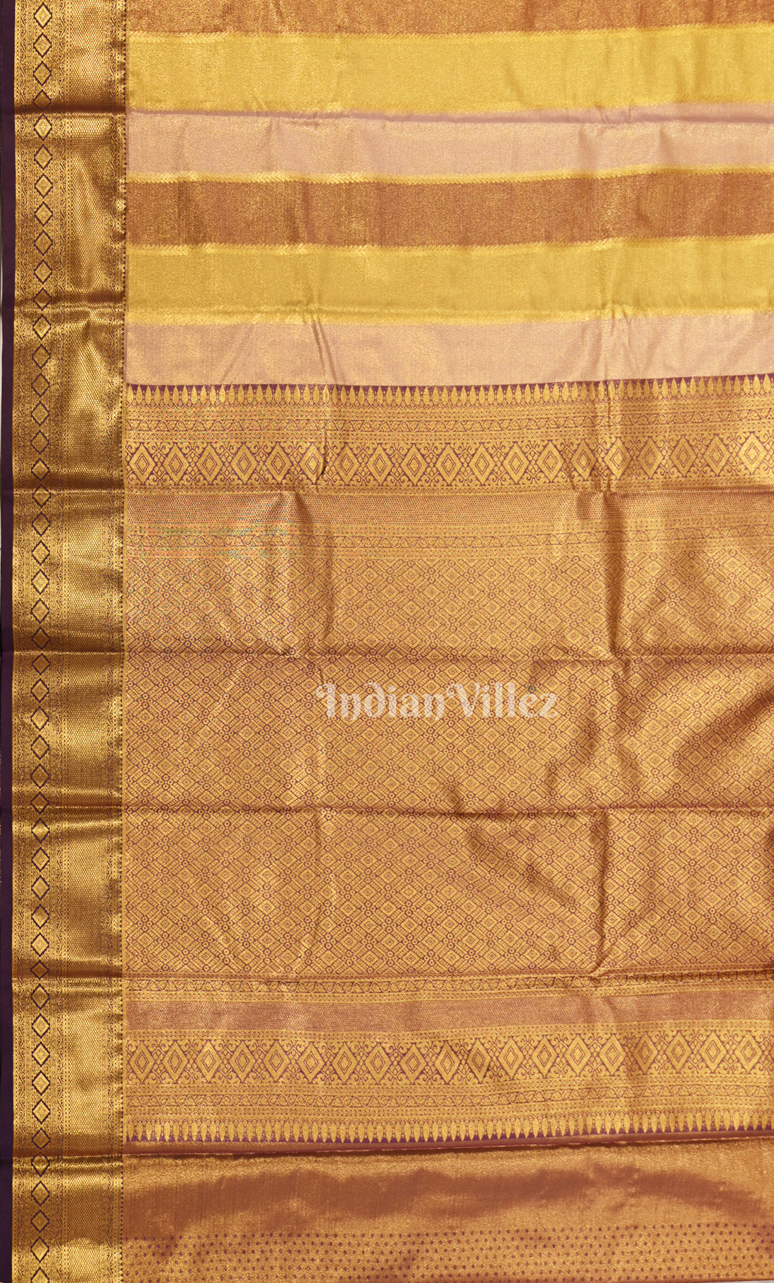 Premium Golden Brocade Pure Kanjivaram Tissue Silk Saree 