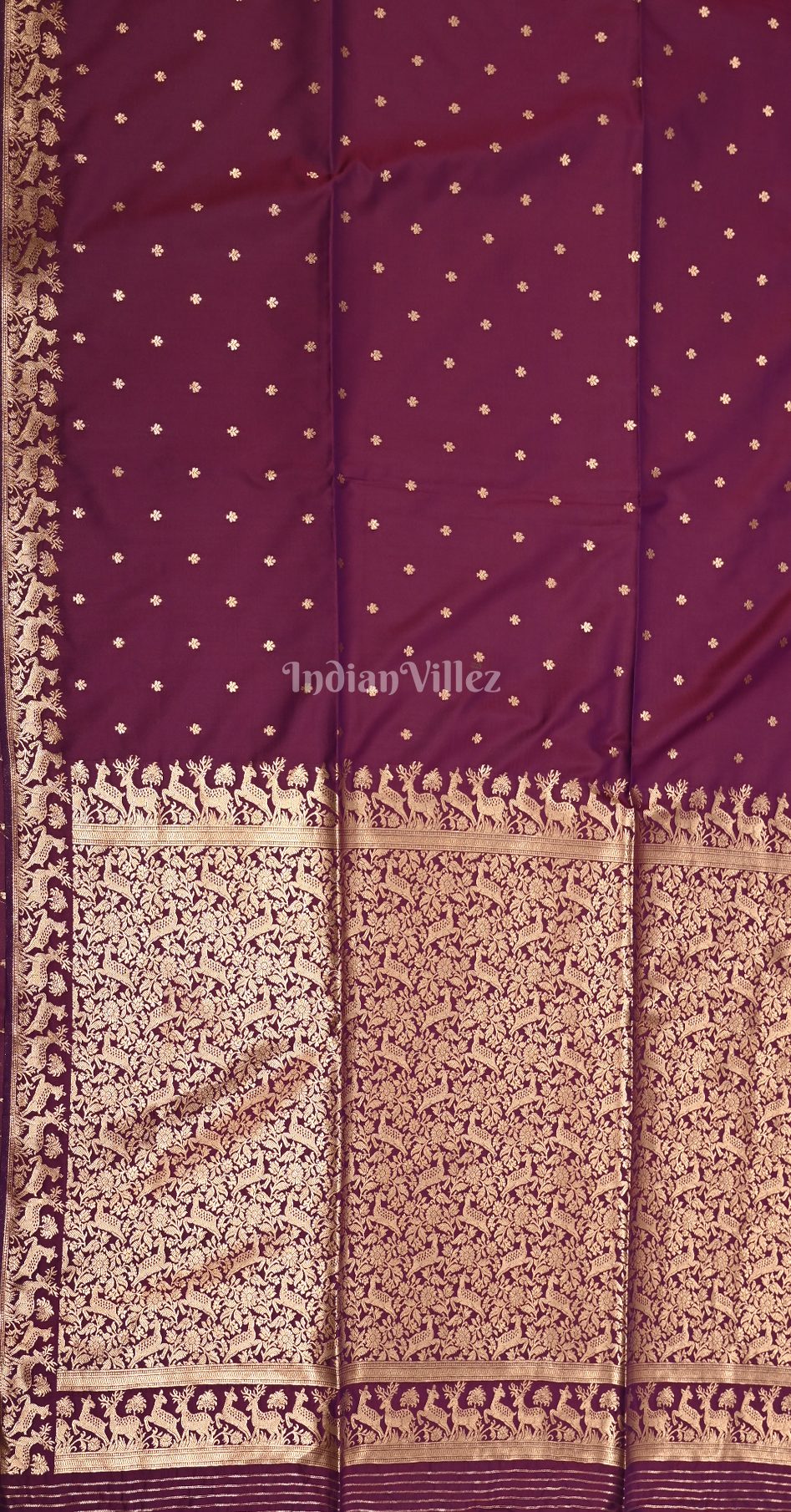 Purple Wine  Butta Butti Design Pure Mashru Satin Silk Banarasi Saree