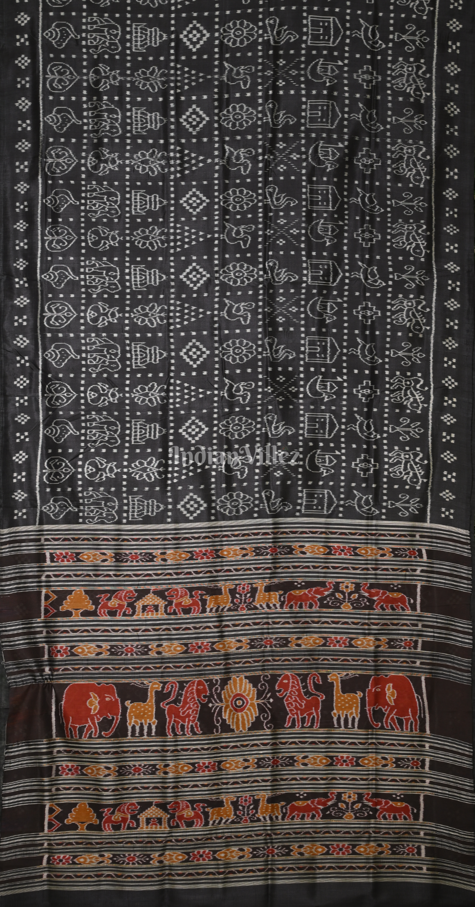 Black Nabarangi Nabakothi Odisha Ikat Contemporary Designer Silk Saree 
