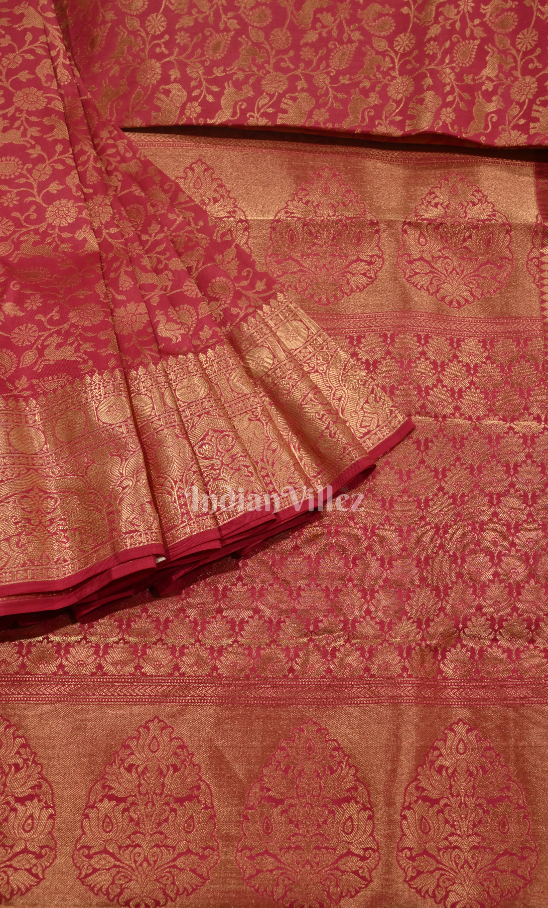 Azalea Pink Pure Kanjivaram Silk Saree with Zari Brocade