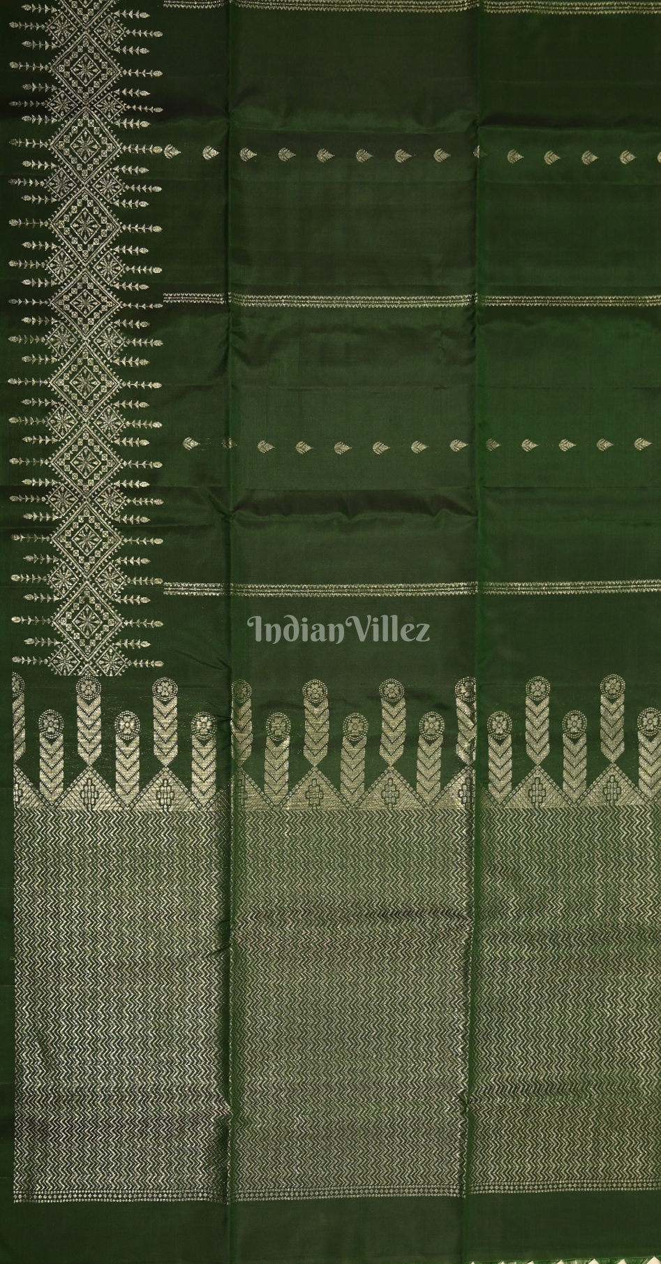 Bottle Green Silver Zari Pure Kanjivaram Soft Silk Saree 