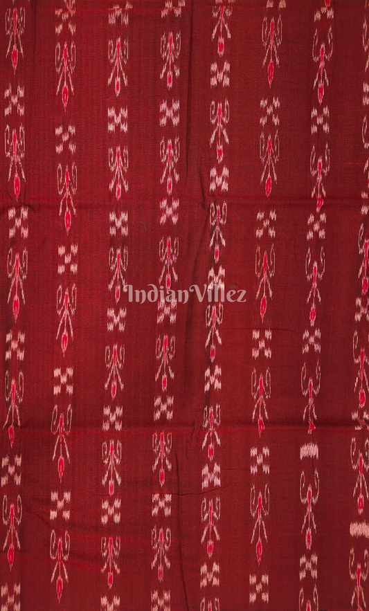 Dark Maroon Mayur Chandrika Odisha Ikat  Sambalpuri Cotton Fabric