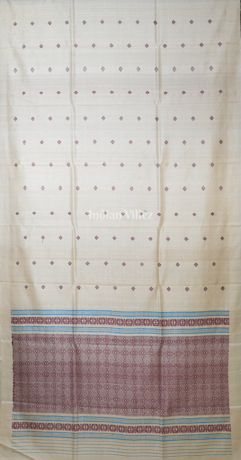 Off White Maroon Fine Gopalpur Tussar Silk Saree 