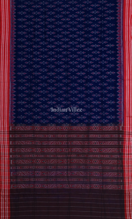 Blue Maroon Odisha Ikat Maniabandha Cotton Saree