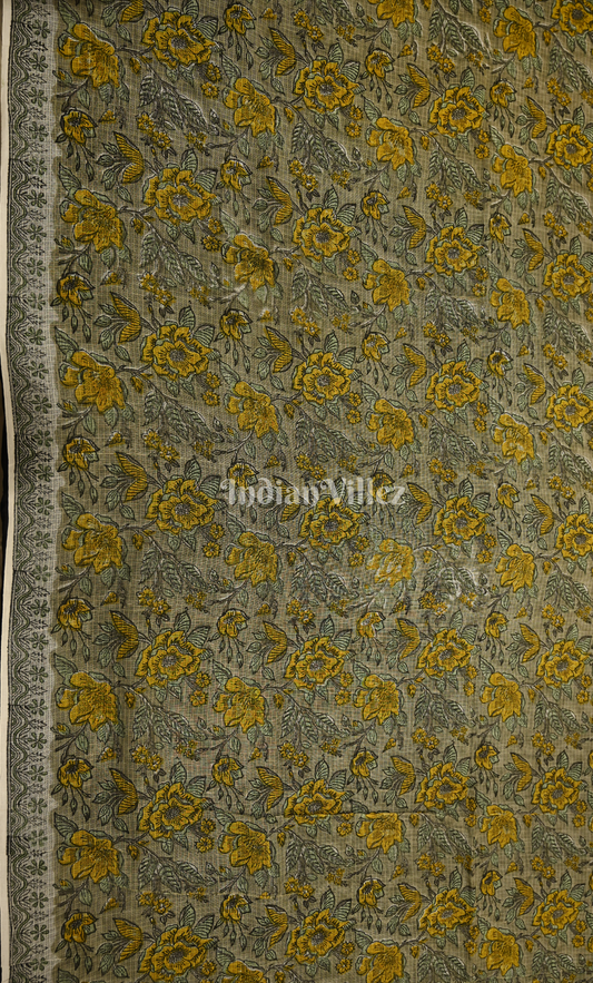 Grey Yellow Sanganeri Block Printed Kotta Suit Sets