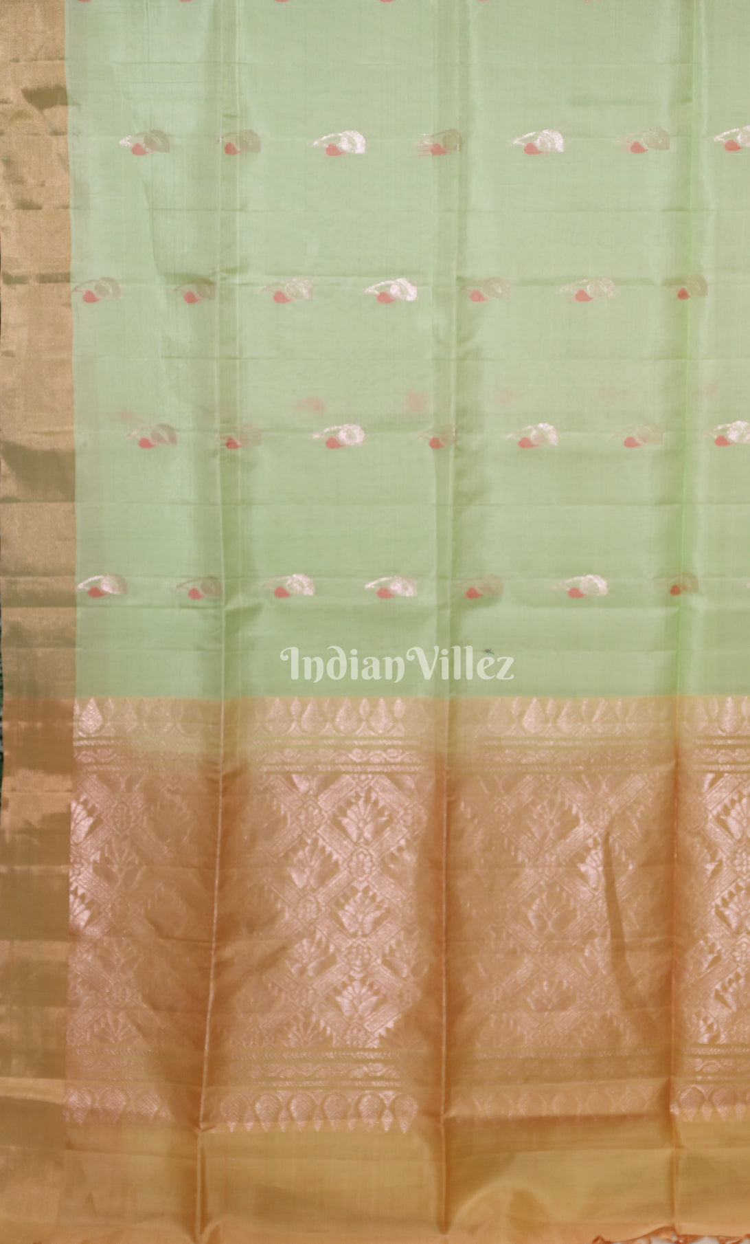 Sage Green with Golden Pure Kanjivaram Soft Silk Saree 