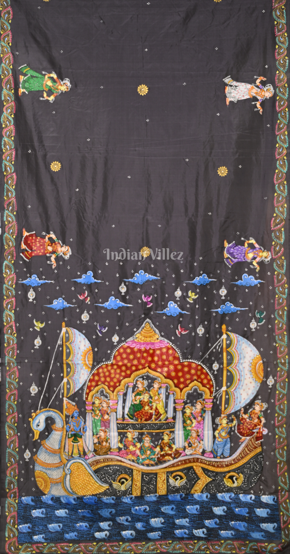 Grey Boita Bandana Hand-painted Pattachitra Saree 