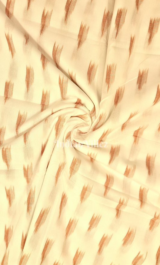 Beige Rust Pochampally Ikat Cotton Fabric