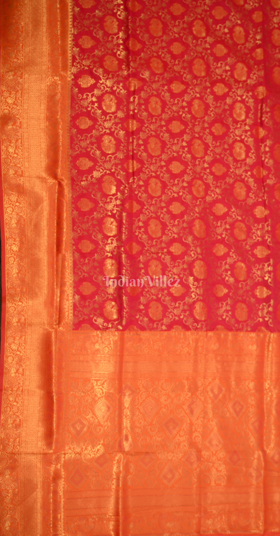 Pink Yellow Pure Chaap Weaving Silk Saree