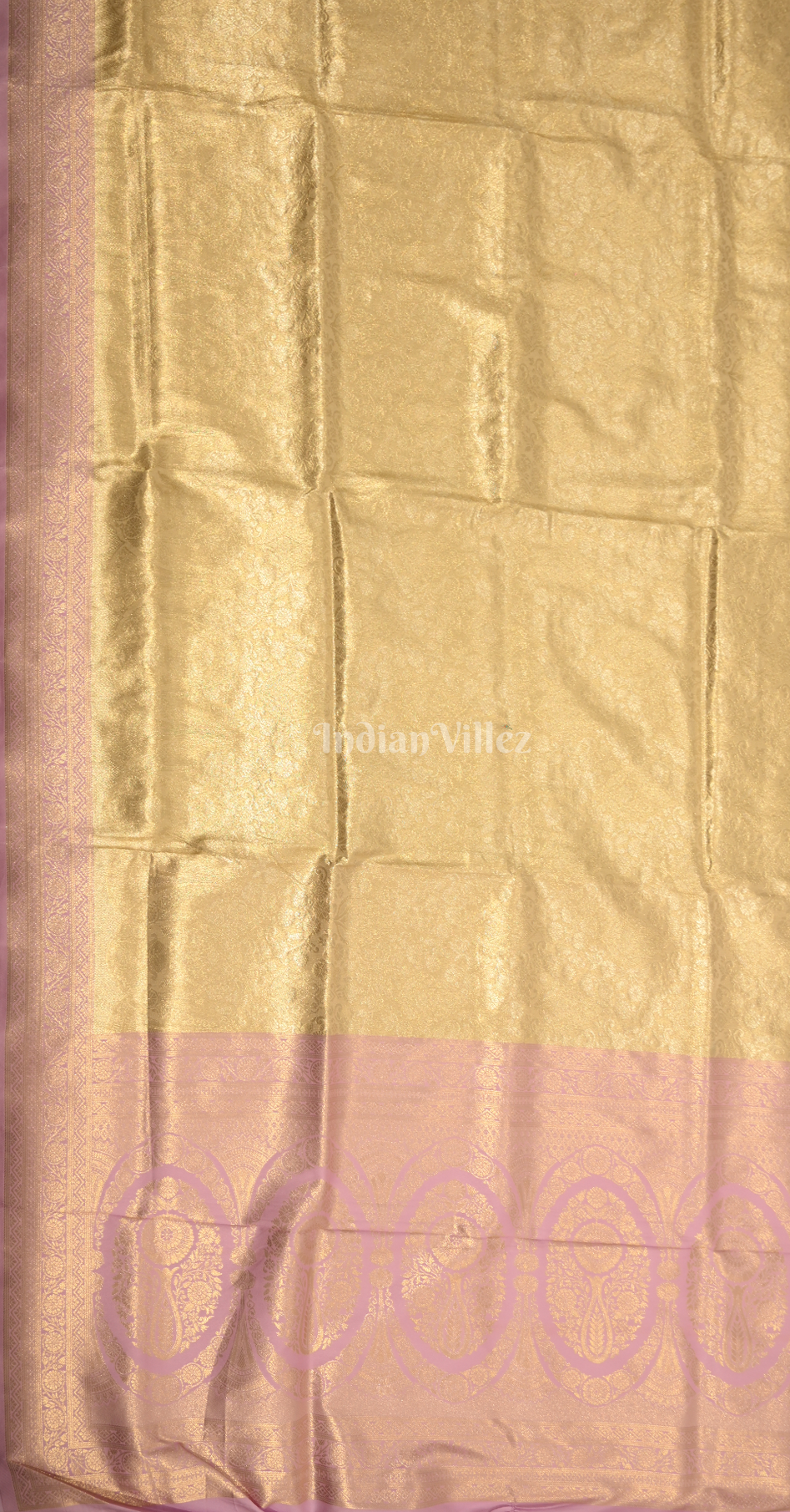 Beige Pink Pure Tissue Kanjivaram Silk Saree