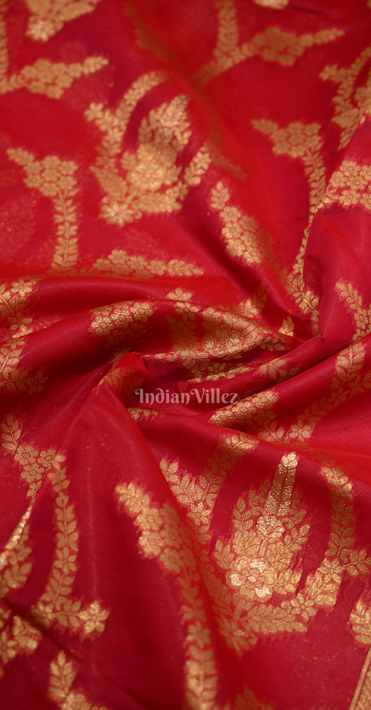  Rani Pink Dual Tone Weaving Organza Saree With Blouse Piece