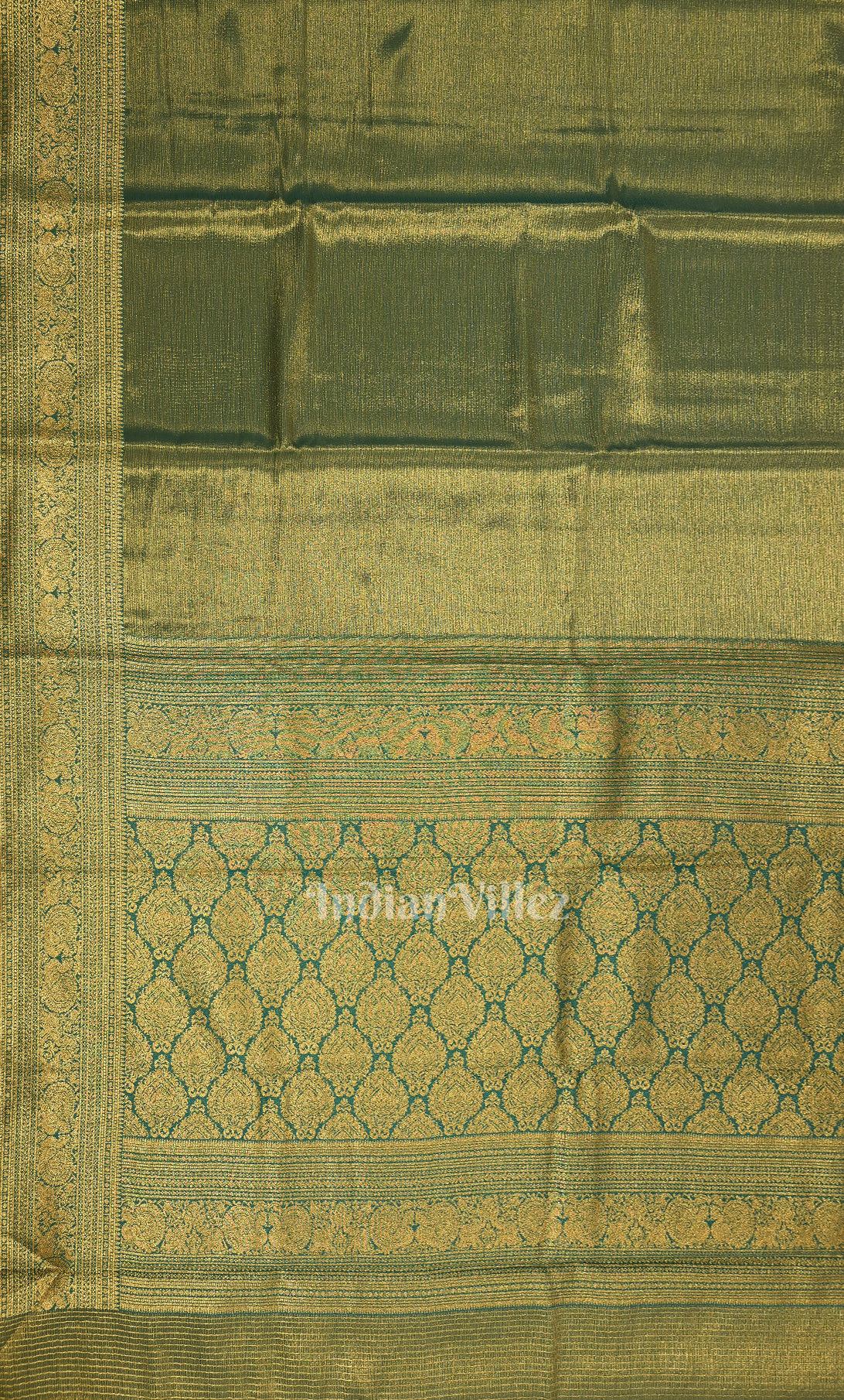 Dark Green Pure Brocade Kanjivaram Silk Saree