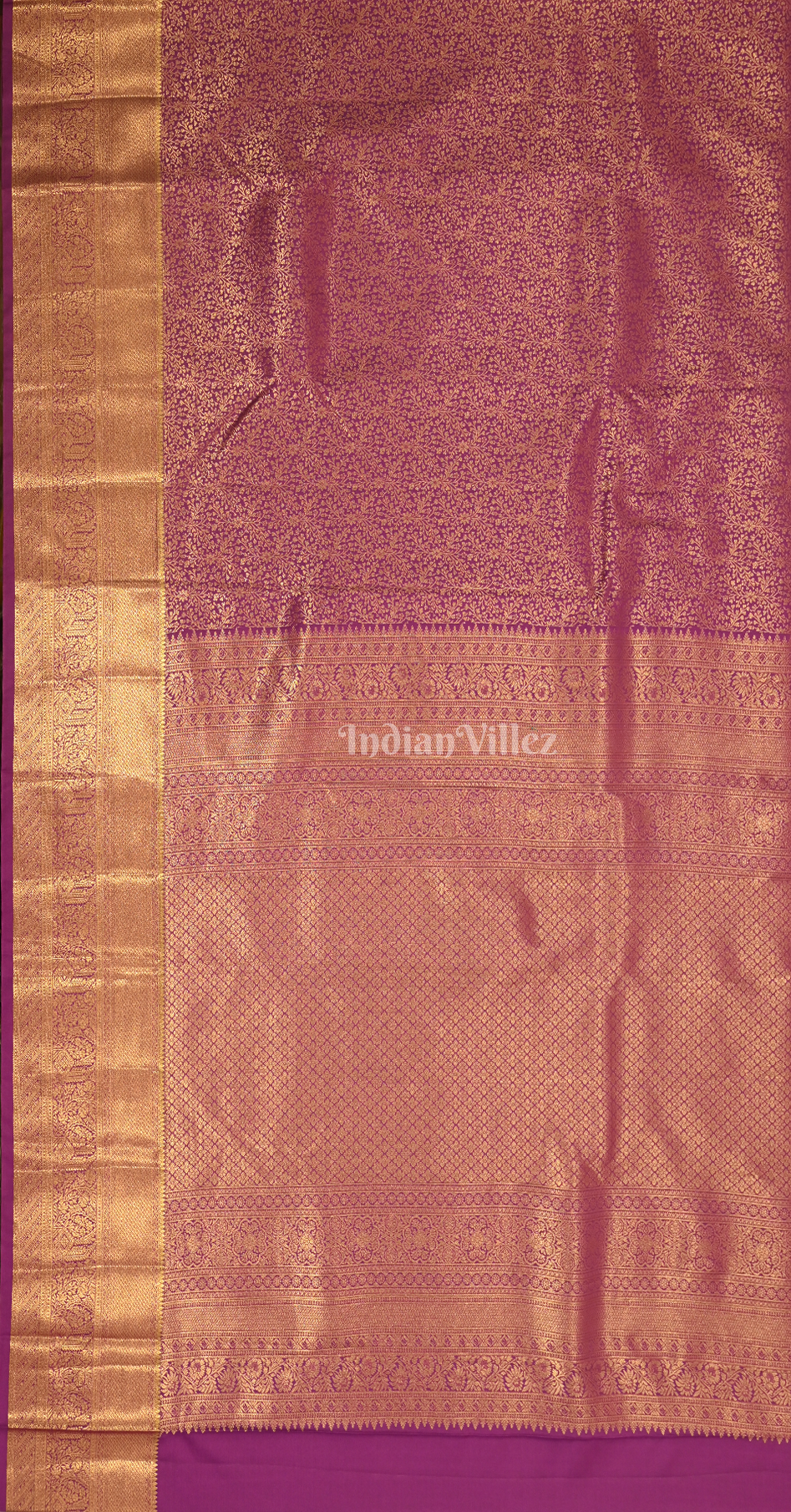 Exclusive Bridal Purple Floral Pure Brocade Kanjivaram Silk Saree 