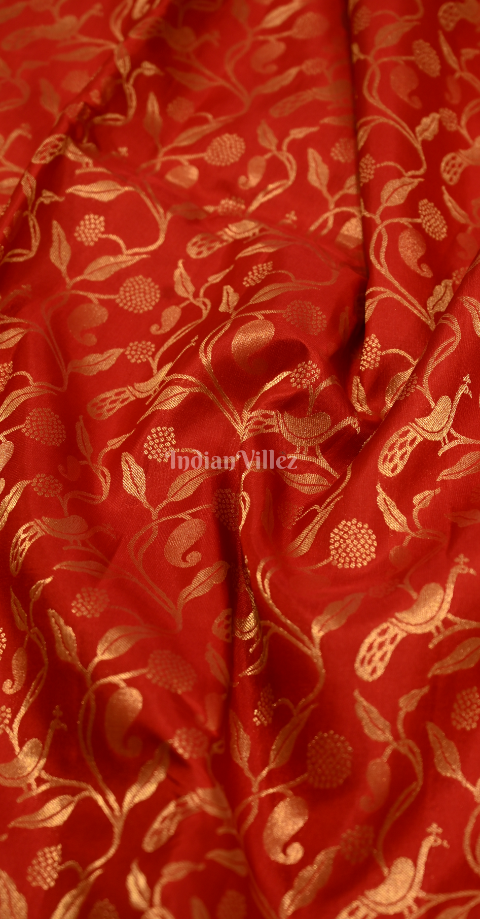  Exclusive Coral Red All-Over Floral Brocade Pure Kanjivaram Silk Saree  